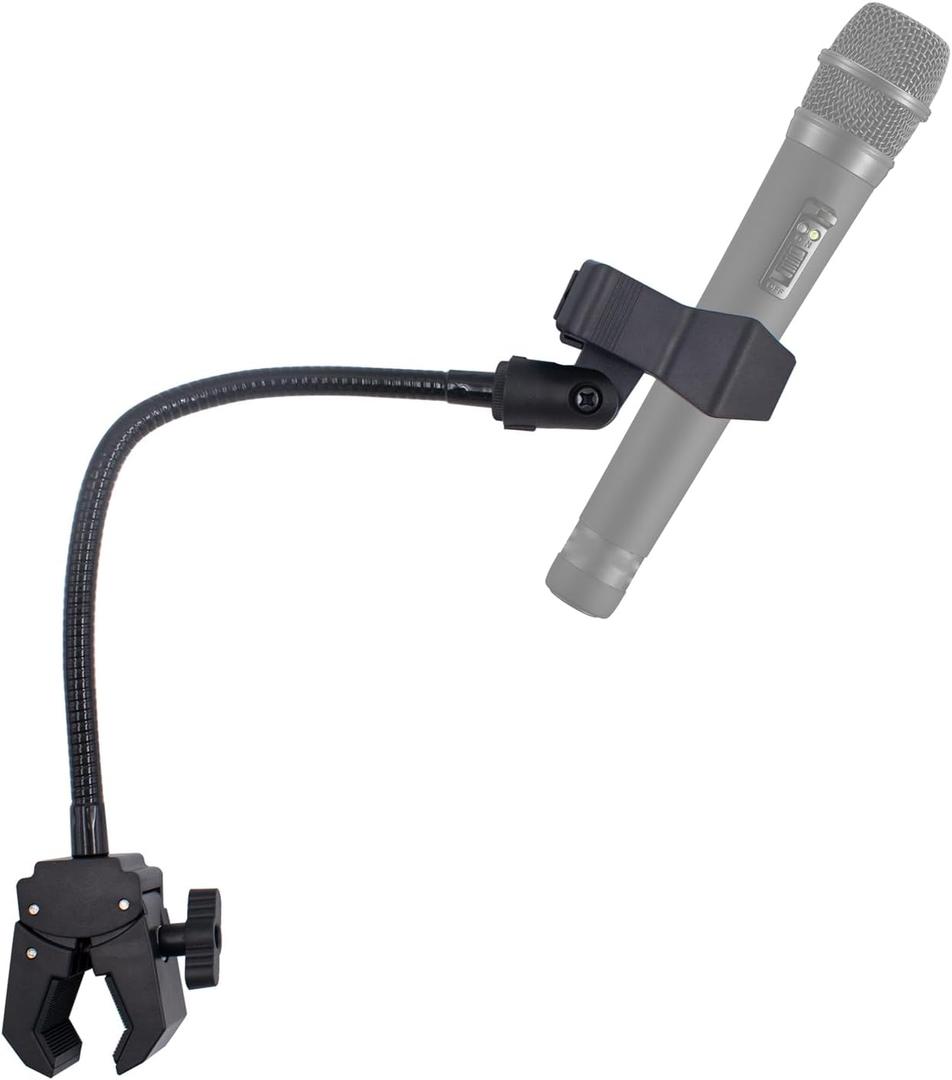 Gooseneck Microphone Stand with Crab Clamp, 11.8 Inch Flexible Adjustable Desk Arm with Microphone Clip for Music Recording Equipment and Live Broadcast Accessories
