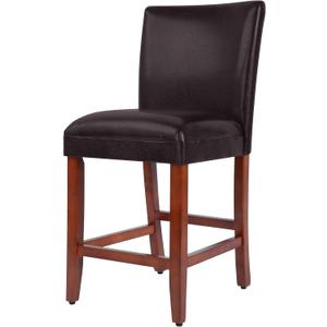 Homepop Home Decor | Classic Counter Height Bar Stools | Faux Leather 24 Inch Bar Stools | Decorative Home Furniture (Brown Faux)