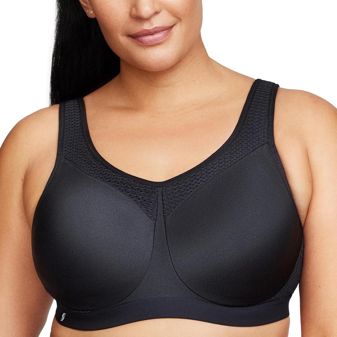 Full Figure Plus Size High Impact Wonderwire Sports Bra Underwire #9066 (38J, Black)