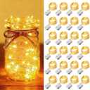 24 Pack Fairy Lights Battery Operated [3 Modes] 7ft 20 LED Mini Twinkle String Lights Waterproof Silver Wire Firefly Starry Lights for Wedding Party Mason Jars Christmas Decorations, Warm White