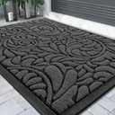 Yimobra Sturdy Door Mat, Heavy Duty Front Welcome Mats for Home Entrance Outdoor Indoor, Doormat for Outside Back Patio Floor Entry Porch Garage Office, Weather Resistant Easy Clean, 29.5 x 17, Grey (Black Gray)
