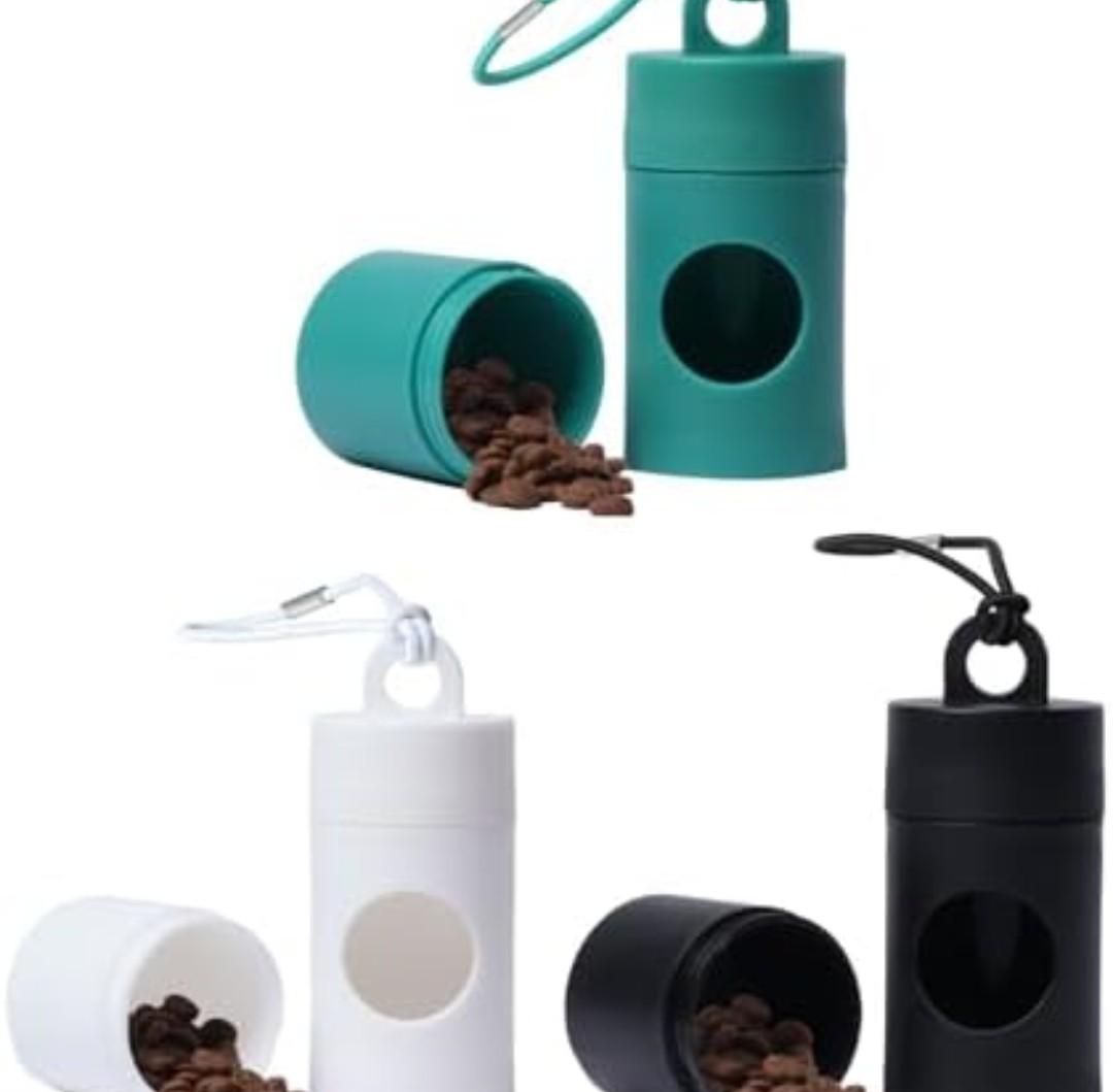 Dog poop bag holder-2 in 1 Dog Waste Bag holder Comes with pet snack box for Leash Lightweight Pet Waste Bag Dispenser, Equipped with nylon rope and buckle (Excluding dog waste bag) (3 Pack) Pack Of 2