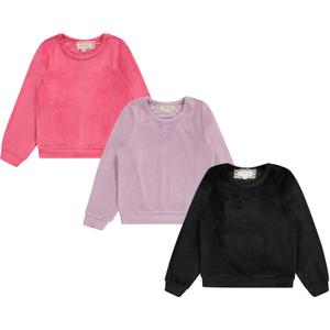 BTween Girls Cozy Velour Sweatshirt Set, 3 Pack of Soft Sweatshirts for Kids, Stylish Casual Outfits, Sizes 4-14 (7, Basic)