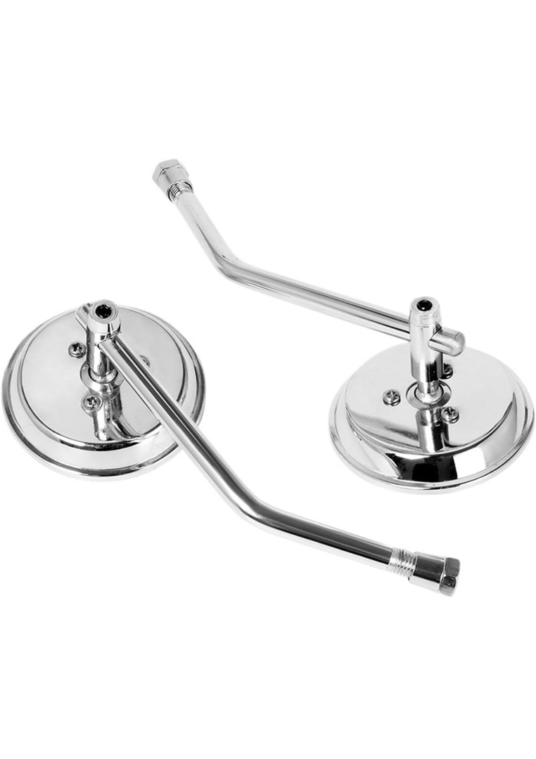 Motorcycle Rearview Side Mirror With 10mm Screws Universal Round Retro Modified Motorbike Rearview Mirrors(Silver)