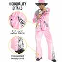 Morph Pink Pimp Costume For Men, 70s Suit, Halloween Outfit, Retro Costume (Large)