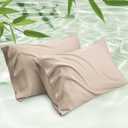 Bedsure Cooling Pillow Cases Queen Size Set of 2, Rayon Derived from Bamboo Cooling Pillowcase for Hot Sleepers, Cool Pillow Covers with Envelope Closure for Women, Men, Khaki, 20x30 Inches