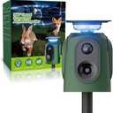 2025 Upgraded Solar Ultrasonic Animal Repeller, 360° Motion Detection with Top LED Flashing Light, Waterproof Design for Outdoor Garden, Farm, Yard Protection Against Deer, Cats, Dogs, Raccoons