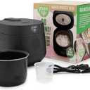 GreenLife Digital Rice Cooker, 2-Cups Uncooked/4-Cups Cooked, Removable Nonstick Ceramic PFAS-Free Pot, One-Touch Presets, Oats, Quinoa, Brown Rice, Auto Keep Warm, Fuzzy Logic Tech, 1.5QT, Black