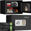 Safety Box, 1.0 Cu Ft Stack on Safe, Cash Safe with Key and Digital Keypad, Safes for Home Use Fire and Water Proof, Security Box with Removable Shelf, Safes for Hotel, Dorm and Business (Black)