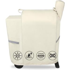 Grill Cover for Traeger Pro 22 & 575 Series - 600D Heavy Duty Waterproof Fade Resistant Traeger Pro 22 Cover with Elastic Drawstrings, Premium BBQ Cover for Z Grills 550B and More, Beige