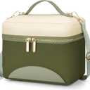 WOOMADA Insulated Lunch Bag For Women - Leakproof Adult Lunch Box With Adjustable Strap, Ideal For Office, Picnic, Hiking, Beach - Stylish Cooler Tote Bag (Large, beigegreen)