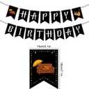 Friendship Themed Birthday Banner, Pre-Strung Party Themed Black Happy Birthday Banner 90s Party Decorations Supplies Accessories for Fan Parties