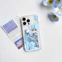 2 x NITITOP Compatible with iPhone 14 Pro Max Case with Card Holder Clear Cute Floral Lily Flowers Butterfly for Women Girls Soft TPU Shockproof Wallet Case Protective Phone Cover - Blue