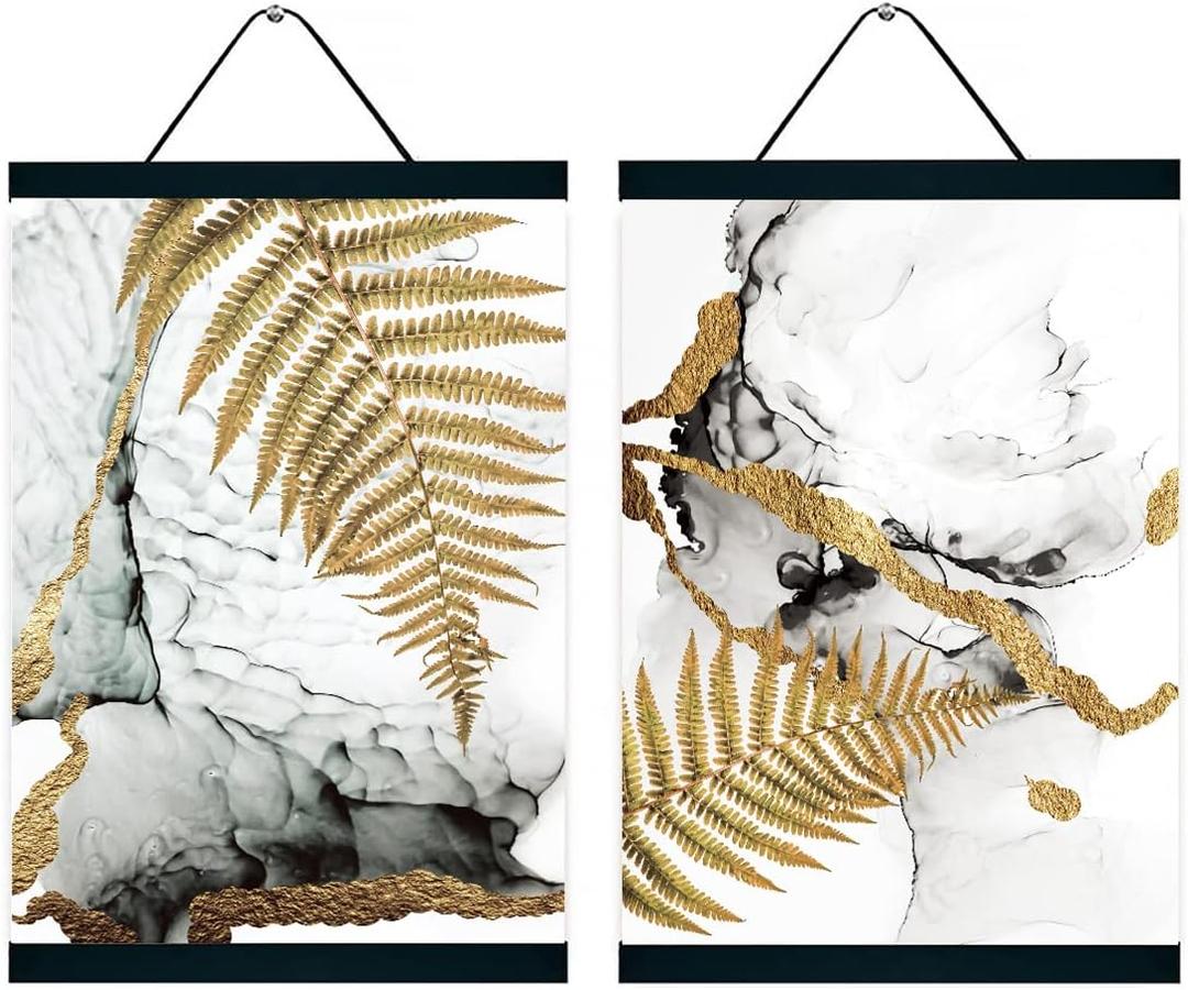 2 Pack Magnetic Poster Hanger Frame 16 Inch Black- 16x24 16x22 16x20 - Extra Strong Magnets, Quick Assembly and Easy Use, Wood Poster Hanger for Wall Art, Pictures, Prints, Maps, Canvas