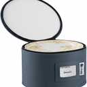 Saucers Storage Container - Hard Shell China Organizer with Dividers - Holds 12 Plates of 7" - Durable & Stackable Storage Box for Seasonal Dishware Protection - Denim Blue