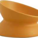 Ceramic Raised Cat Bowl, Cat Food Bowls Elevated Tilted, Ceramic Pet Bowl Whisker Friendly, Anti Vomit & Reduce Neck Burden for Food and Water (Yellow)