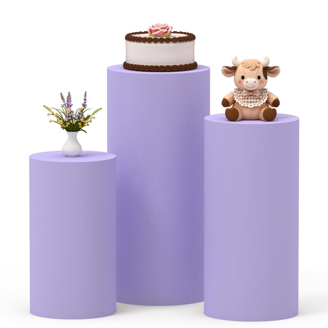 Friiko Cylinder Covers Set of 3, Cylinder Stand Covers for Parties,Round Pedestal Stand Covers for Cylinder Stands for Wedding Party Birthday Display