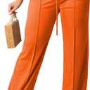 PINSV Women's Casual Wide Leg Pants High Waisted Drawstring Baggy Sweatpants Elastic Straight Leg Lounge Pants (Medium, 721 Orange)