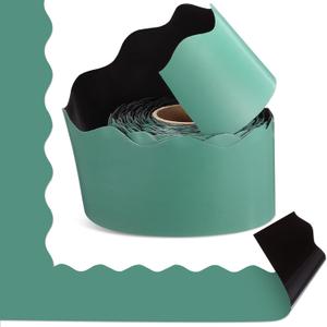 Tenceur 48 Ft x 2.75 Inch Large Magnetic Bulletin Board Borders Bulletin Boarder Trim for Classroom Whiteboard Decorations Scalloped Trim for Office Chalkboard Home Decoration (Green)