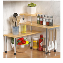 ZHWS Kitchen Countertop Organizer Spice Rack for Salt, Bathroom Counter Organizer Over Sink for Makeup, Skincare, Adjustable 3-Tier Corner Counter Shelf with 4 Hooks for Coffee Bar Dresser Table