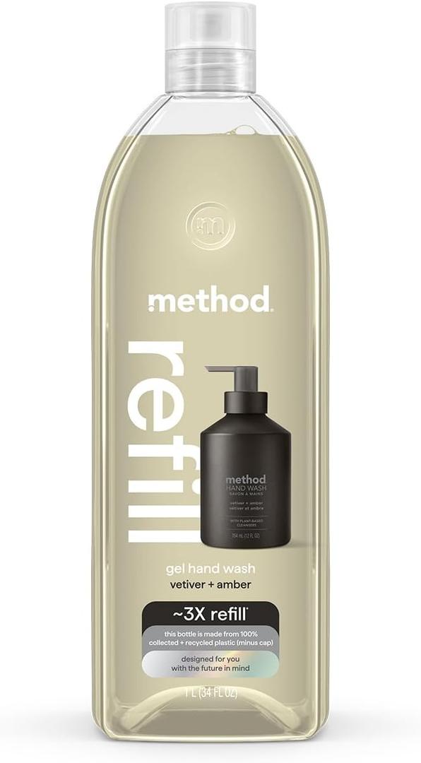 Method Gel Hand Soap Refill, Vetiver + Amber, 34 Fl Oz (Pack of 1)