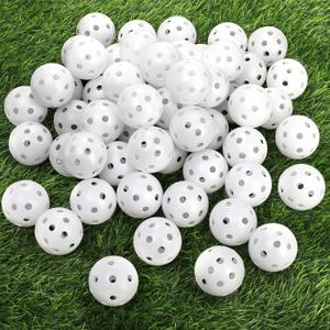 Faswin 100 Pack Practice Golf Balls, Plastic Golf Training Balls 41mm Hollow Airflow Golf Balls for Driving Range, Swing Practice, Indoor Outdoor Use, White