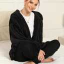 Argstar Hooded Cardigan for Women and Men, Oversized Sweatshirt Fuzzy Fleece Blanket Hoodie Jacket - One Size Fits All (Black)