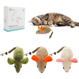 Cat Toys 3Pcs Large Squeak Mice, Interactive Catnip Silvervine Chew Toys for Indoor Cats & Kittens, 8.9" Organic Mouse Toys with Bell, Dental Matatabi Cat Nip Toy for Exercise & Play (A011)