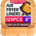 Air Fryer Liners Disposable, 125Pcs Parchment Paper, 8 Inch Non-stick Air Fryer Paper Liners, Unbleached Square Airfryer Liners for 5-8QT Air Fryer, Baking, Roasting Microwave