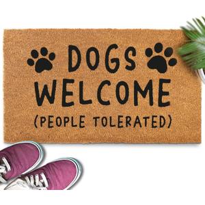 MAINEVENT Dogs Welcome People Tolerated Door Mat 30x17 Inch, Funny Dog Doormat, Mat Dog, Hope You Like Dogs Doormat, Coir Mat (1'5" x 2'6" (Rectangular))