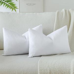 OTOSTAR Pack of 2 Velvet Soft Solid Decorative Throw Pillow Covers 16 x 24 Inch Pillow Covers Lumbar Cushion Case Couch Pillowcases for Sofa Bed Home Decor (Pure White) (24" x 16" (Pack of 2))