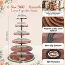 Willinglong 6 Tier Large Cupcake Stand for 80 Cupcake Rustic Tower Tree 360° Rotatable Cupcakes Holder Wood Dessert Table Display Dessert Stand for Birthday Graduation Baby Shower Wedding Party