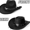 WQWOVRVO Cowboy Hat,Cowgirl Hat,Cowboy Hats for Women Men Western Cowgirl Hats White/Black (Black), One Size