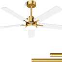 LANMEL 52'' Ceiling Fan with Lights and Remote, Low Profile Modern Ceiling Fan Gold, 6 Speed, Reversible, 3000k-6000k LED, Quiet DC Motor Ceiling Fans for Indoor Outdoor Bedroom Living Room