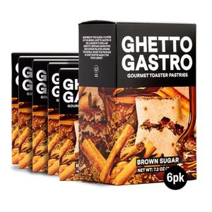 Ghetto Gastro Brown Sugar Toaster Pastries (6-Pack, 24-Bars) - Plant-Based, Vegan & Non-GMO Ingredients, Kosher Certified - Perfect for Breakfast or Snack, Best By 12/11/2025 