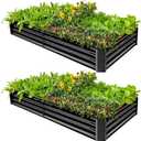 Land Guard 2 Pack 8x4x1ft Galvanized Metal Raised Garden Bed, Metal Planter Kit Box Outdoor for Deep-Rooted Vegetables, Flowers, Green and Herbs (Gray)