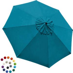 EliteShade USA 9FT Patio Umbrella Replacement Covers 8 Ribs Market Umbrella Canopy Cover (CANOPY ONLY) (Teal)
