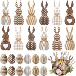 Gemscream 24 Pcs Easter Stuffed Fabric Bunnies for Tiered Tray Farmhouse Rustic Bunnies Eggs Spring Table Decor Easter Stuffers for Basket Bowl Vase Spring Wedding Home Exquisite Soft Craft