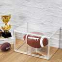 Thyle 4 Pack Football Display Case Full Size Clear Acrylic Stackable Box with Magnetic Door and UV Protection for Autographed Football Memorabilia Display