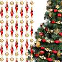 Highergo 16ft Christmas Tree Bead Garland Retro Bead Garland Candy Christmas for Tree Party Supplies Staircase Fireplace Hanging Ornaments(Red and Gold,Diamond)
