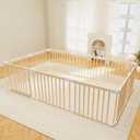 Baby Playpen, Foldable Wooden Play Yard with Gate, Playpen for Babies and Toddlers, Adjustable Baby Activity Center with Child Proof Lock, Fence Play Area for Toddlers 6 to 36 months(56*83*24inch)