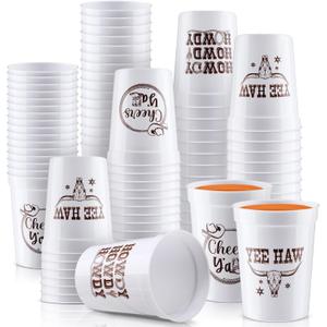Jingmore 48 Pcs Plastic Cups Party Decorations Disposable Plastic Drinking Cups for Themed Party Supplies Birthday Table Decorations(Howdy,8oz)