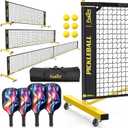Pickleball Set Net with 4 Paddles, 6FT/11FT/22FT Portable 3-in-1 Pickle Ball Net with Carry Bag, Pickleballs, Designed for All Weather Conditions