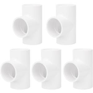 5Pack 3 Way 1-1/2" PVC Tee PVC Pipe Fittings Connector (Socket x Socket x Socket) Furniture Grade SCH40 1.50" PVC Tee Elbow Pipe Fitting Adapter for Water Supplies Build PVC Furniture Shelf