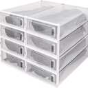 DHMAKER 8 Pack Boot Storage Box, Stackable Clear Plastic Boot Shoe Organizer for Tall Boots, Closet, Drop Front Boot Organizer, Large Shoe Container Boot Storage with Lid, 20.5" x 11.8" x 5.5"