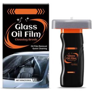 2 x Glass Oil Film Remover for Car, Roll-On Glass Compound with Cleaning Board, Handheld Glass Oil Film Cleaning Brush Removes Oil Film & Smudges 100ml