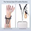 2 x Phone Wrist Strap - Universal Multi-functional Polyester Woven Wristband For Mobile Phones, with Two Tether Tabs and One Leather Buckles (Dark grey)