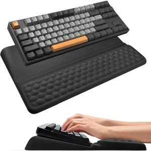 Wrist Rest with Keyboard Stand, Computer Wrist Support Pad, Ergonomic Keyboard Riser Hand Rest Soft Memory Foam Cushion Holder Gaming Typing Desk Accessories for Office Home Schoolб Black