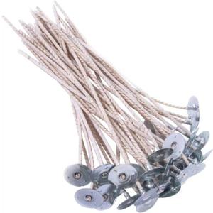 ECO4 100pcs Pre-Waxed Wicks for Soy Candles, 8 inch Thick Wick with Base