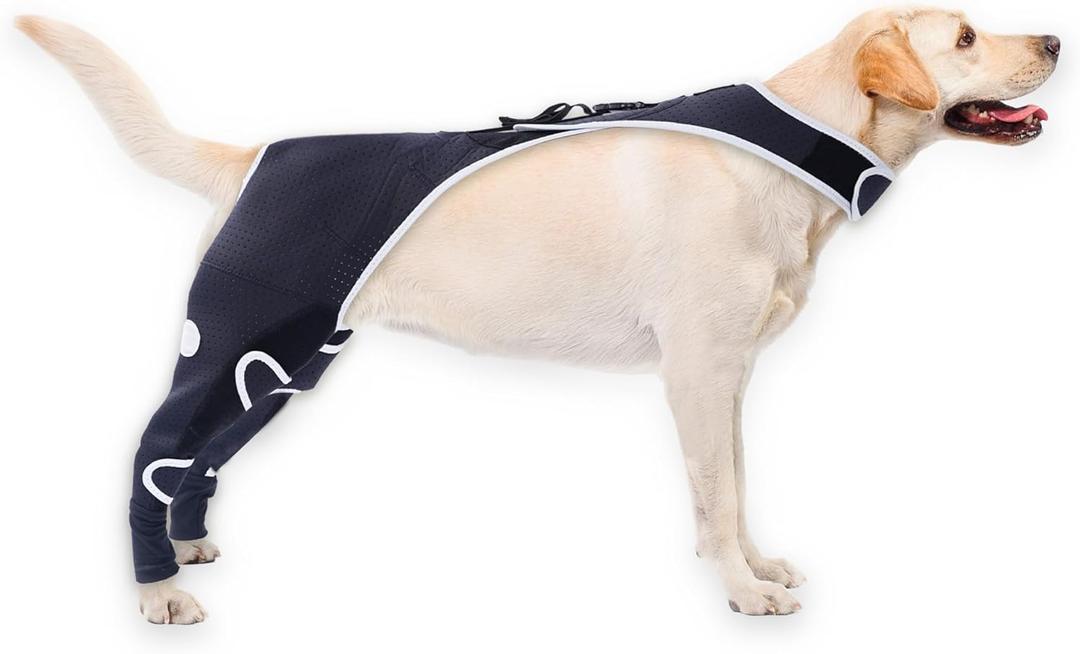 Dog Leg Sleeve for Dogs After Surgery, Breathable and Abrasion Resistant Rear Leg Sleeve, Reflective Material for Large Dogs Recovery Sleeve Anti Licking Wounds Rear Both Leg-L